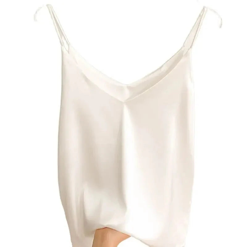 Stilla | Kvindernes Satin Spaghetti Strap Fashion Designer Halterneck Toppe Singlets