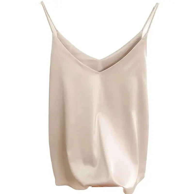Stilla | Kvindernes Satin Spaghetti Strap Fashion Designer Halterneck Toppe Singlets
