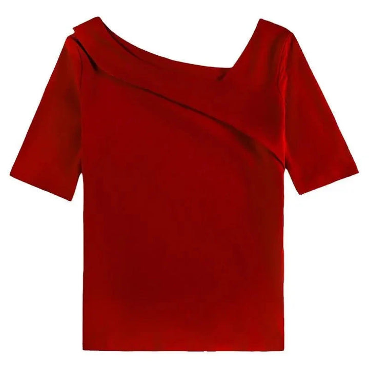 Stilla | Kvinders Skæv Krave Skjorte Mode Designer T-Shirts
