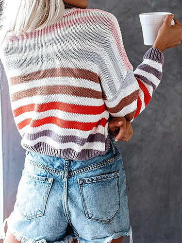 Stilla | Kvinders Sweatshirts Strik Stribe Langærmet Rund Hals Trøje