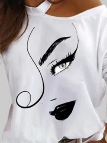 Stilla | Kvinders T-shirts Kunsttryk Halterneck Off Shoulder Langærmet T-shirt