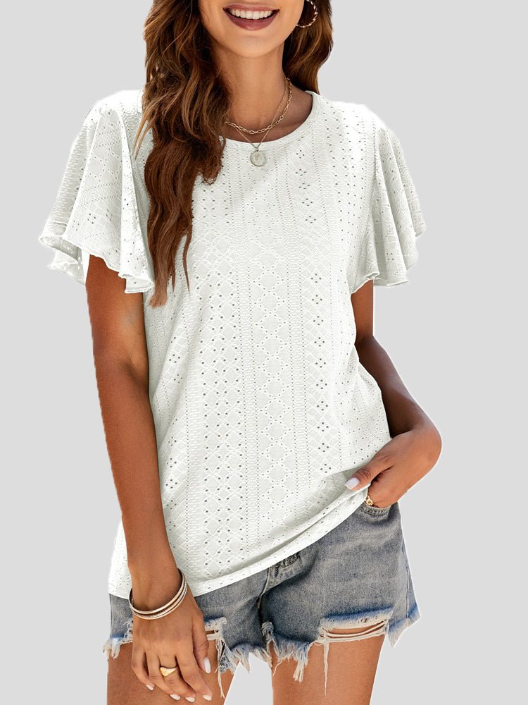 Stilla | Kvinders T-shirts Crew Neck Hullet Flæseærme T-shirt