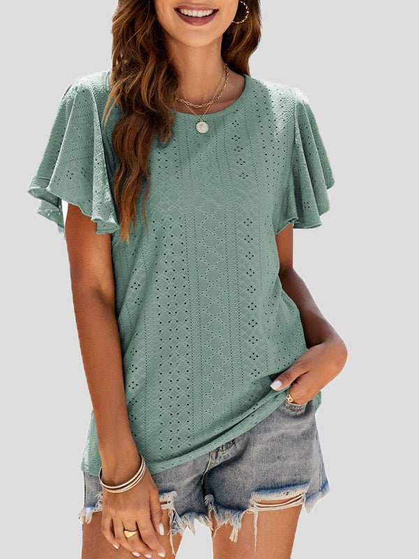 Stilla | Kvinders T-shirts Crew Neck Hullet Flæseærme T-shirt