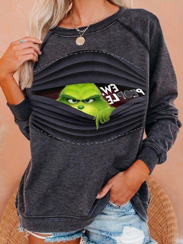 Stilla | Dame T-shirts Trykt Rund Hals Lange Ærmer Afslappet T-shirt