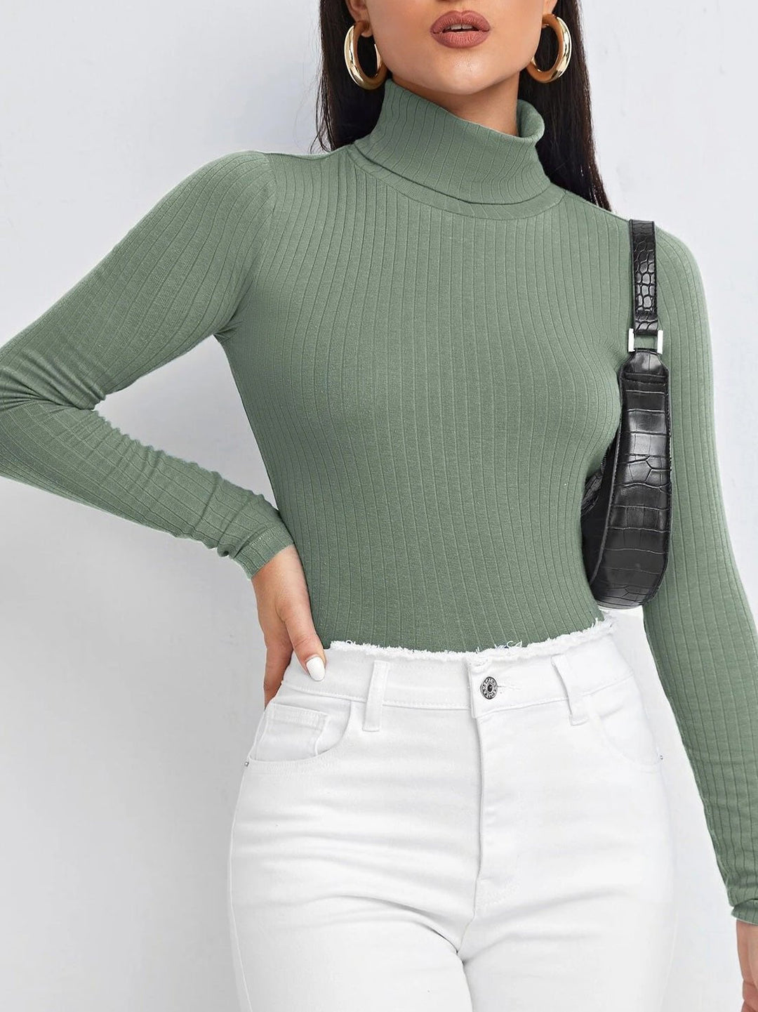 Stilla | Kvinder T-shirts Ensfarvet Turtleneck Langærmet T-shirt