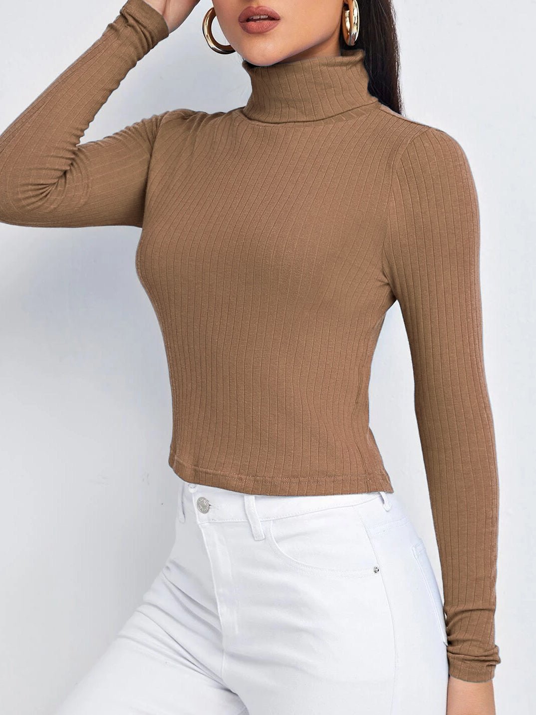 Stilla | Kvinder T-shirts Ensfarvet Turtleneck Langærmet T-shirt