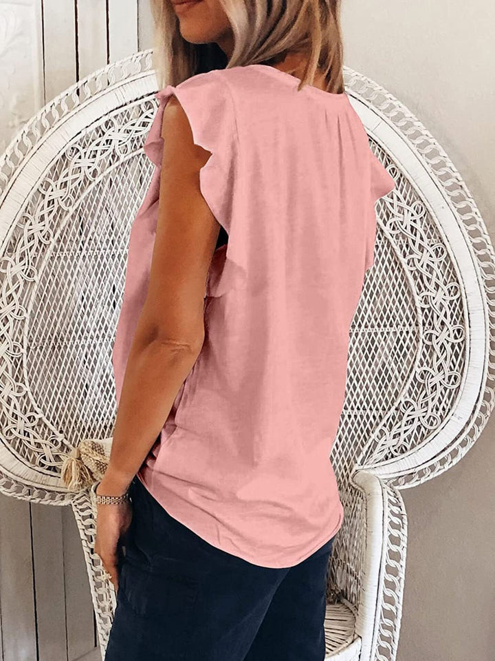 Stilla | Damet Shirts Ensfarvet V-hals Korte Ærmer T-shirt