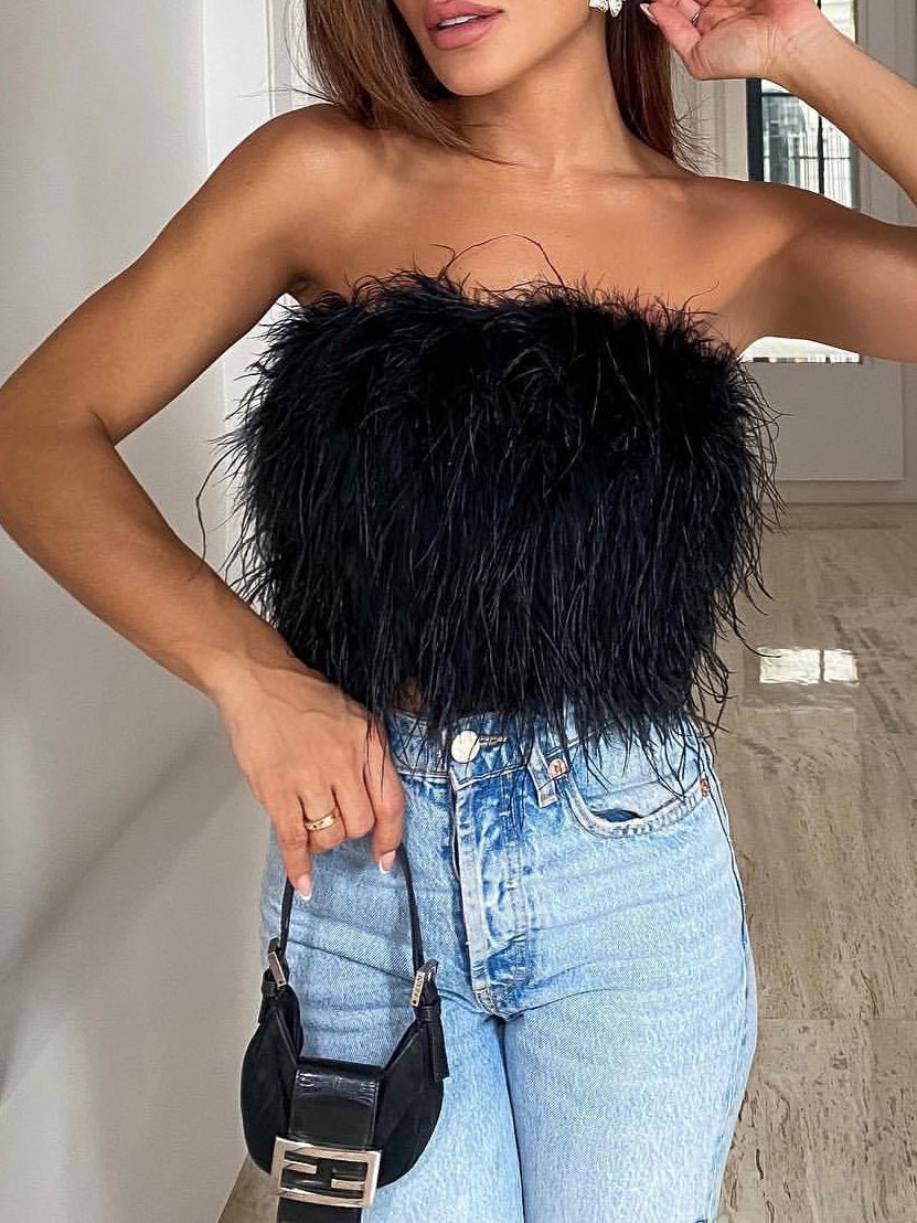 Stilla | Kvinders Tanktops Fjer Tube Top Uden Ærmer Tanktop