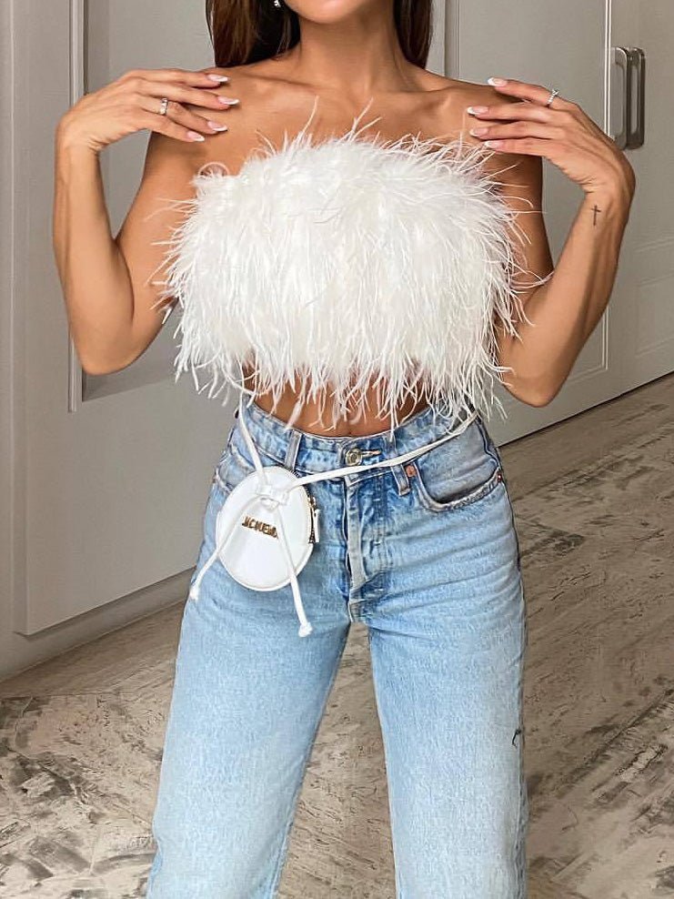 Stilla | Kvinders Tanktops Fjer Tube Top Uden Ærmer Tanktop