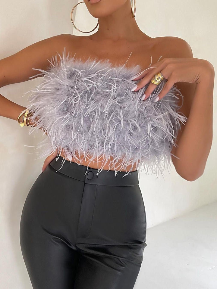 Stilla | Kvinders Tanktops Fjer Tube Top Uden Ærmer Tanktop