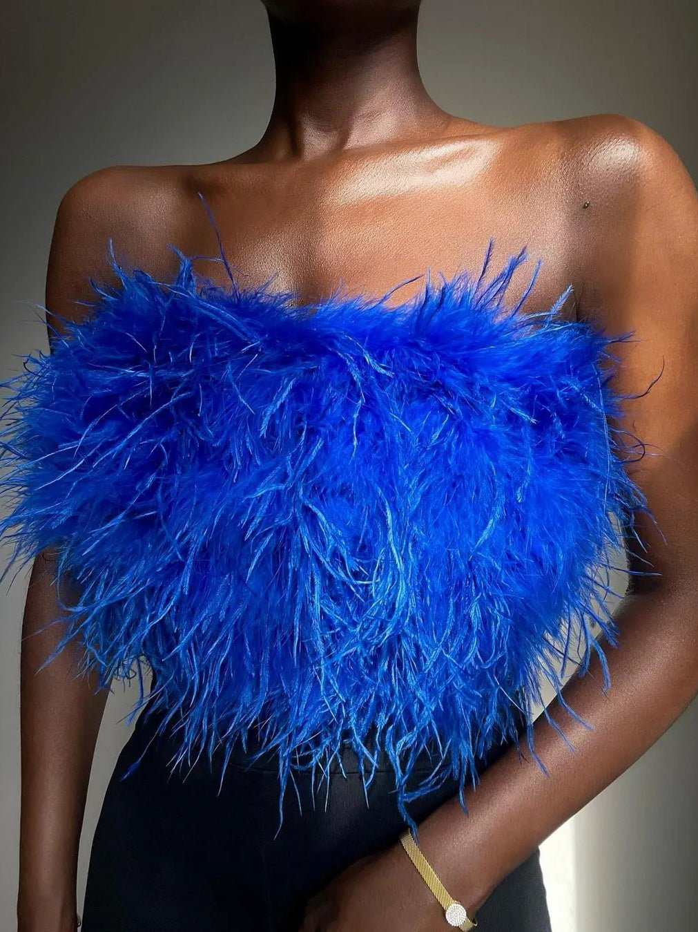 Stilla | Dame Tank Top Solid Feather Bandeau Tank Top
