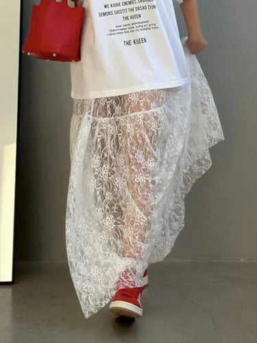 Stilla | Kvindernes Gennemsigtige Blonder Mode Designer A-Line Nederdele (lange)