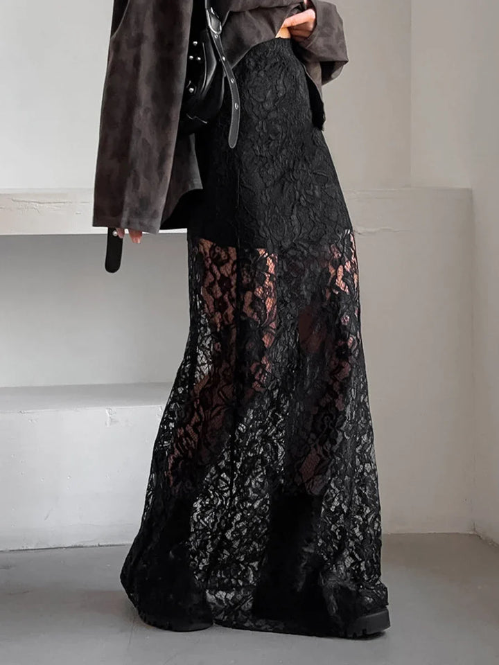 Stilla | Kvindernes Gennemsigtige Blonder Mode Designer A-Line Nederdele (lange)