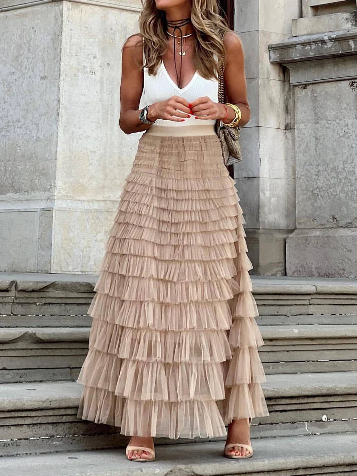 Stilla | Kvinders Tulle Lagdelt Mode Designer Volanger Nederdele (lang)