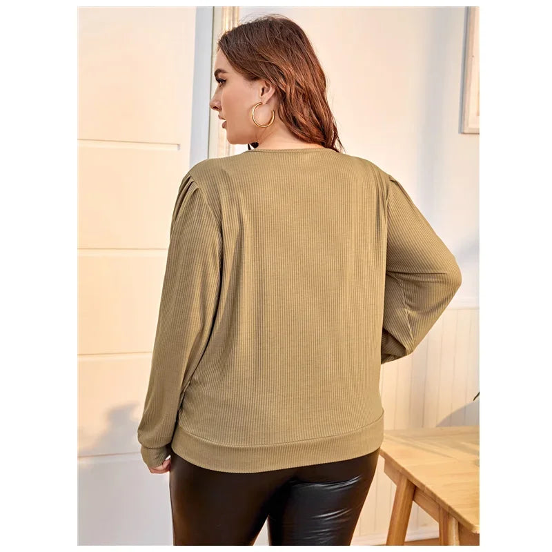 Stilla | Kvinders V-Hals Bluse Mode Designer 2 8xl Langærmede Tops (plus Størrelse)