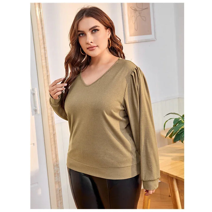 Stilla | Kvinders V-Hals Bluse Mode Designer 2 8xl Langærmede Tops (plus Størrelse)