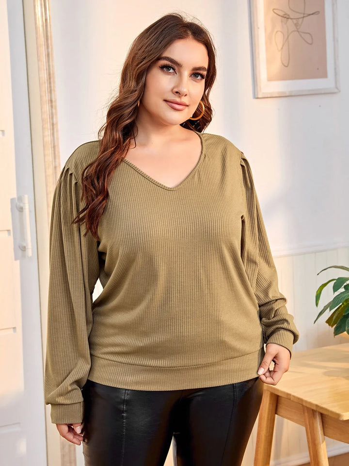 Stilla | Kvinders V-Hals Bluse Mode Designer 2 8xl Langærmede Tops (plus Størrelse)
