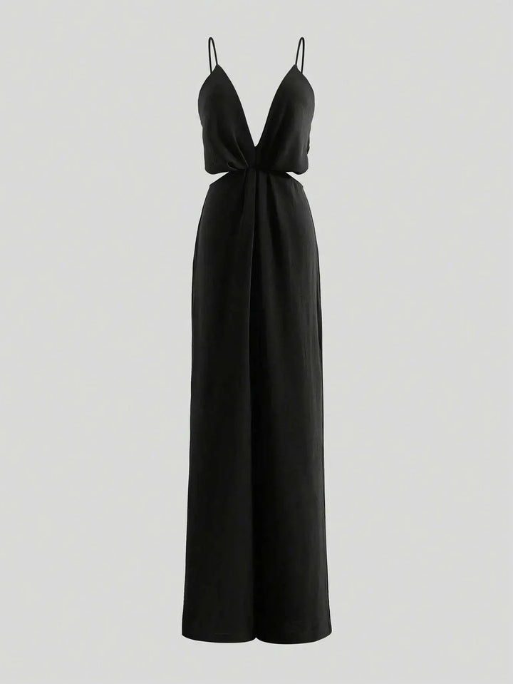 Stilla | Kvinders V-Hals Dyp Rynker Mode Designer Jumpsuits