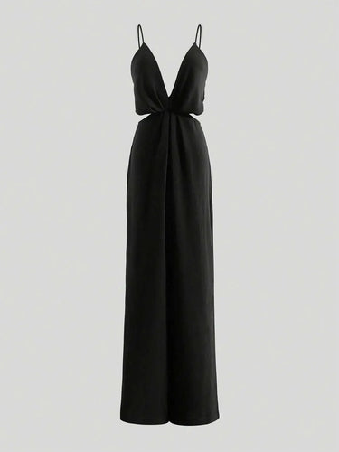 Stilla | Kvinders V-Hals Dyp Rynker Mode Designer Jumpsuits