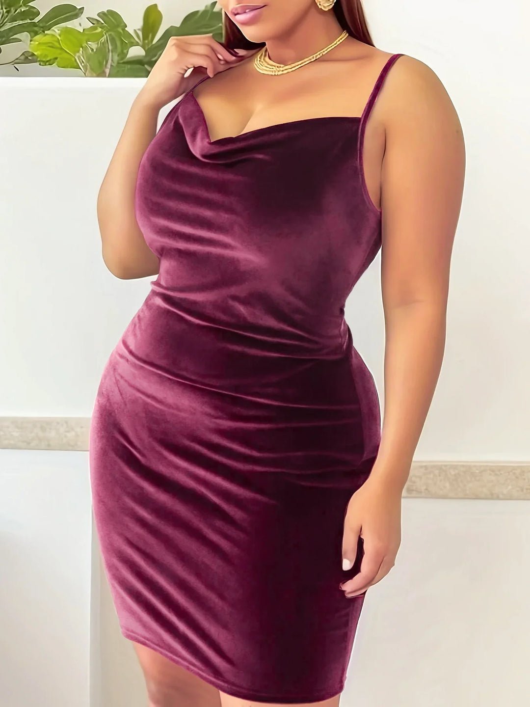 Stilla | Kvinders Velvet 2 5xl Mode Designer Bodycon Korte Kjoler (plus Størrelse)