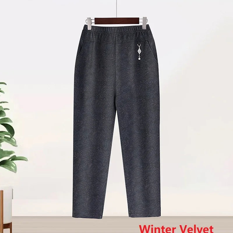 Stilla | Kvinders Xl 8xl Mode Designer Høj Talje Velvet Bukser (plus Størrelse)