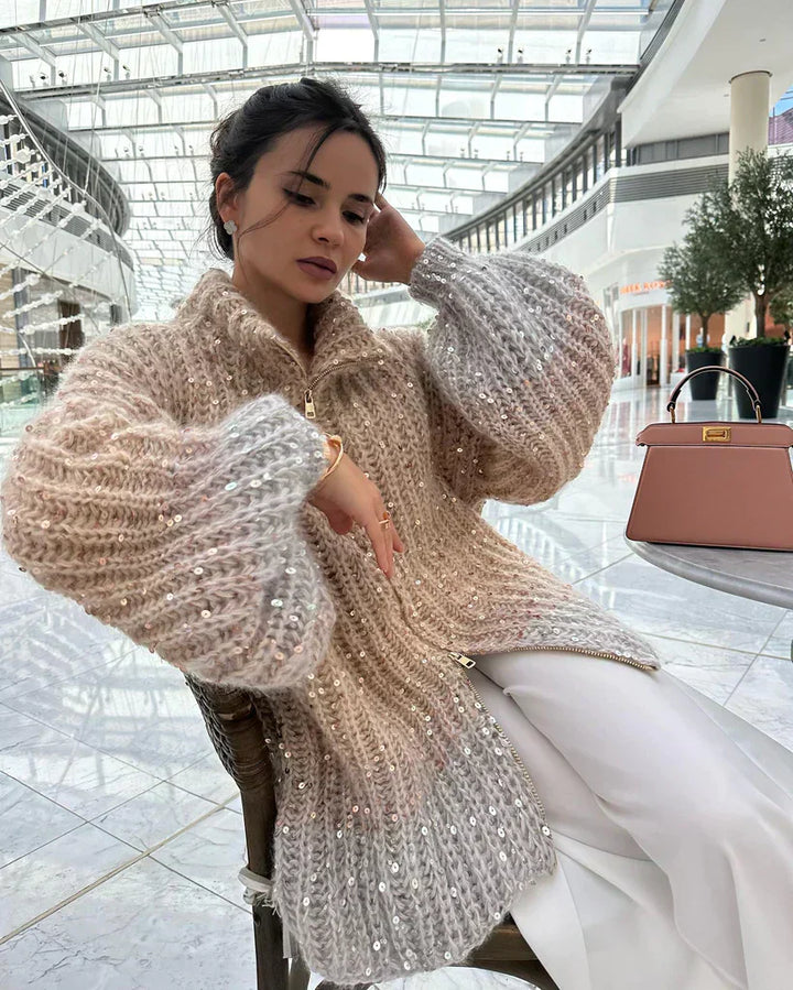 Stilla | Eleganter Strickjacke Aus Schimmernder Seide