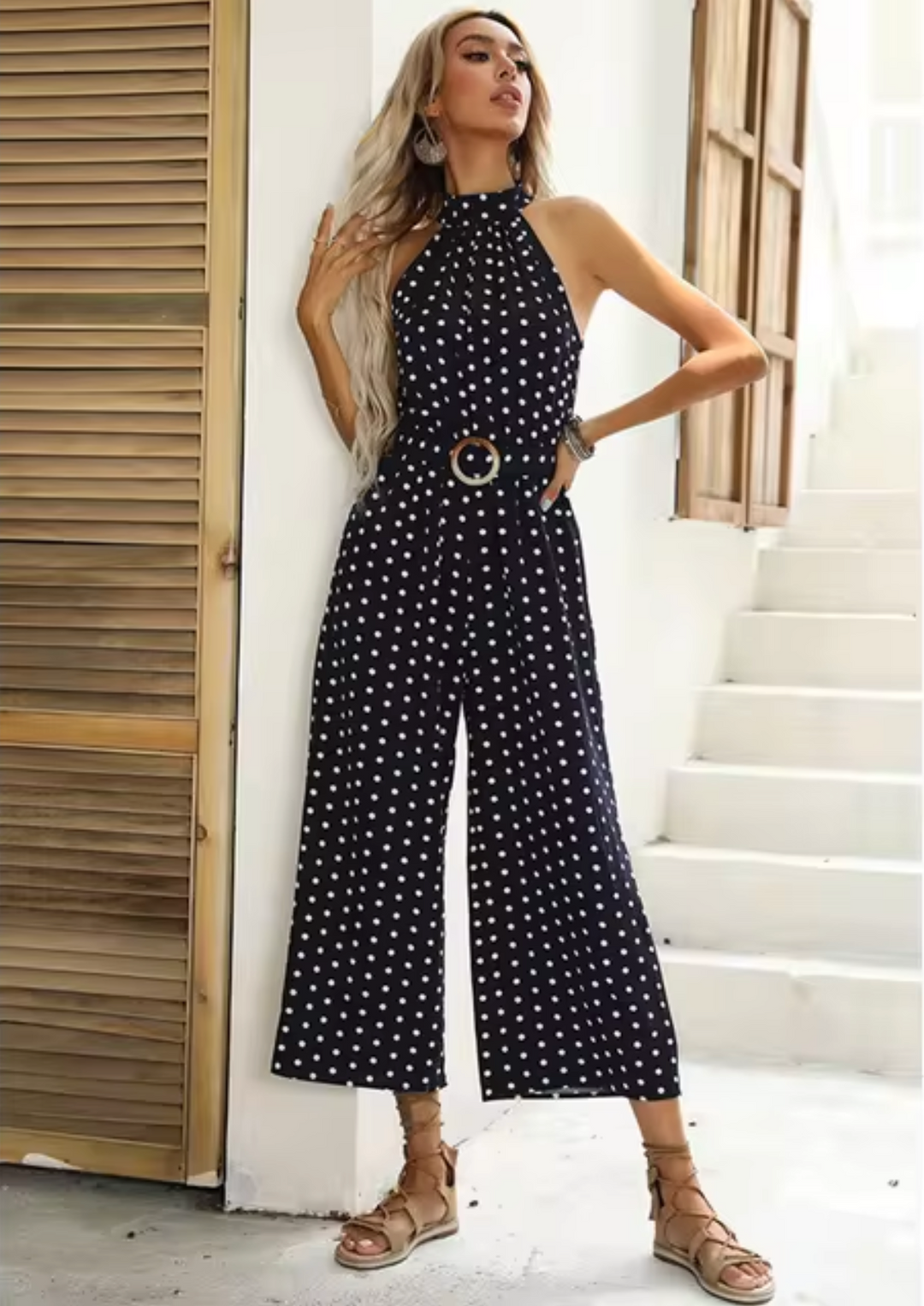 Stilla | Kombination Rygfri Jumpsuit med Pletter