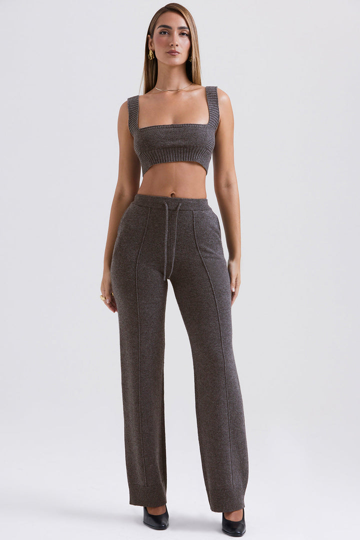 Stilla | Antracitfarvet Kashmir Mix Bralette Med Bukser