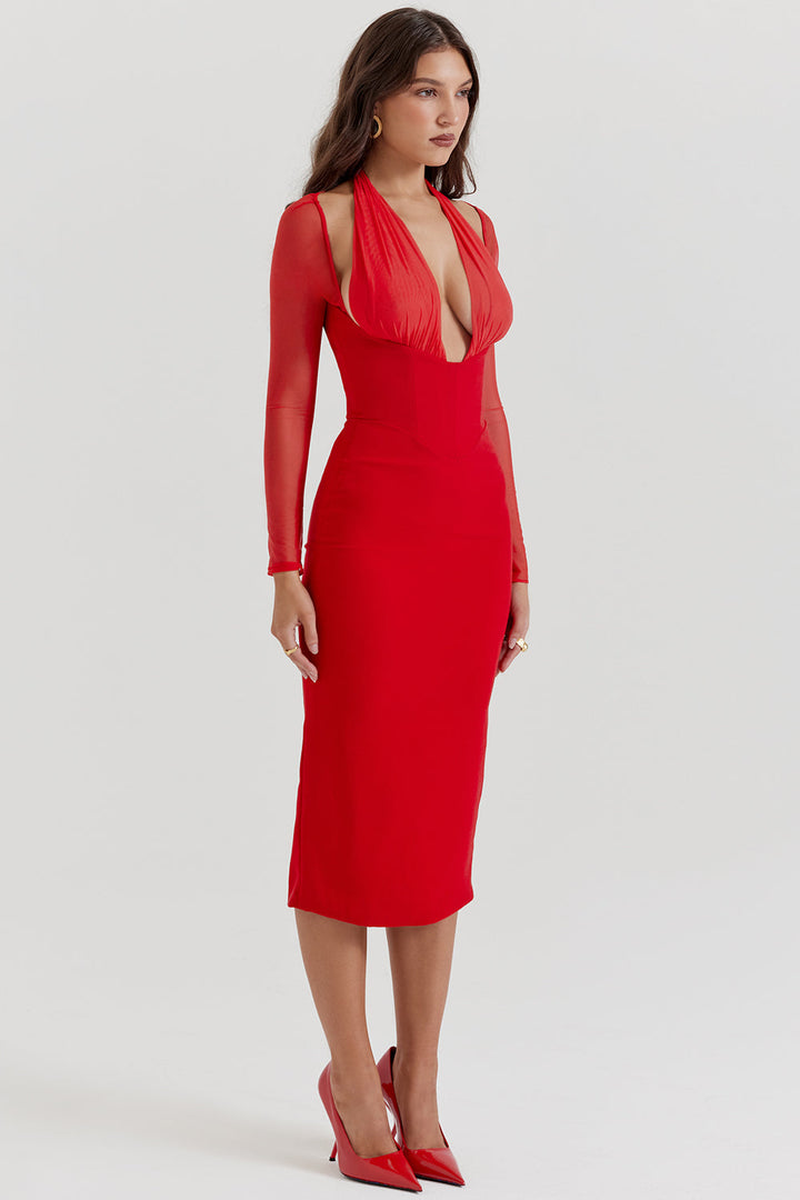 Stilla | Plunge Midikjole