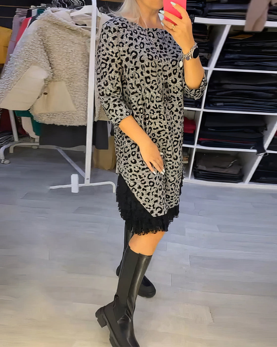 Stilla | Figurformende Kjole Leopard Print