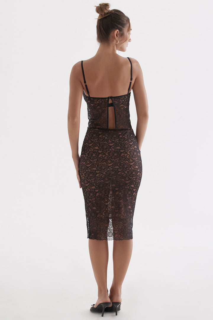 Stilla | Sort Blonde Cami Top Med Midi Nederdel