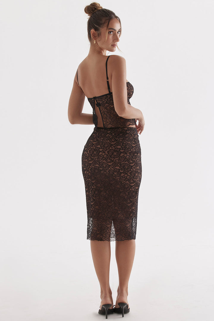 Stilla | Sort Blonde Cami Top Med Midi Nederdel