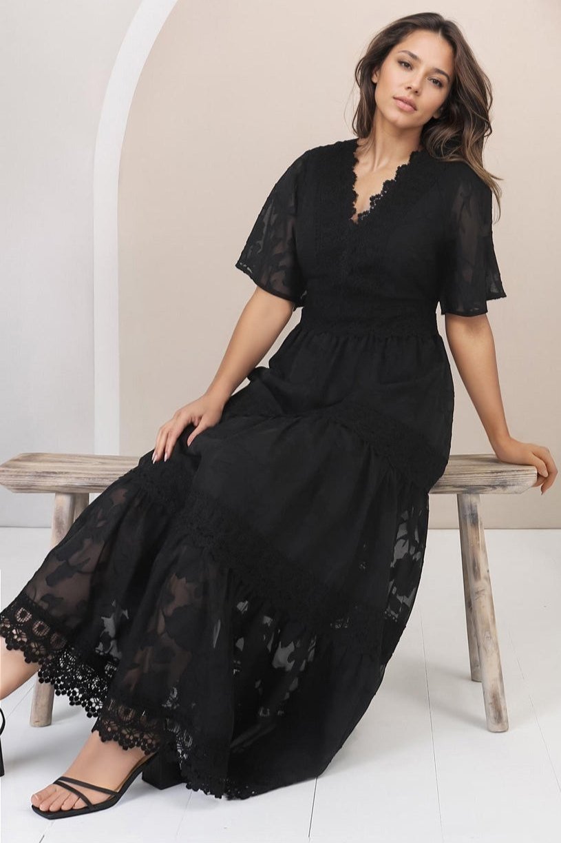 Stilla | Elegant Sort Maxikjole