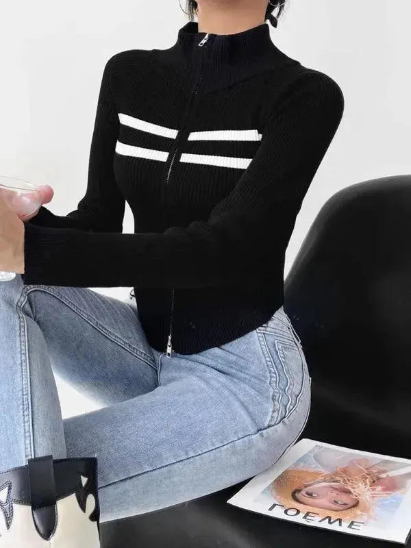 Stilla | Stribet Strikjakke Pullover