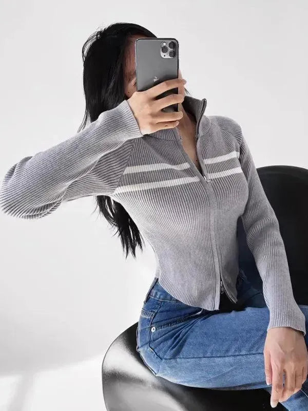 Stilla | Stribet Strikjakke Pullover