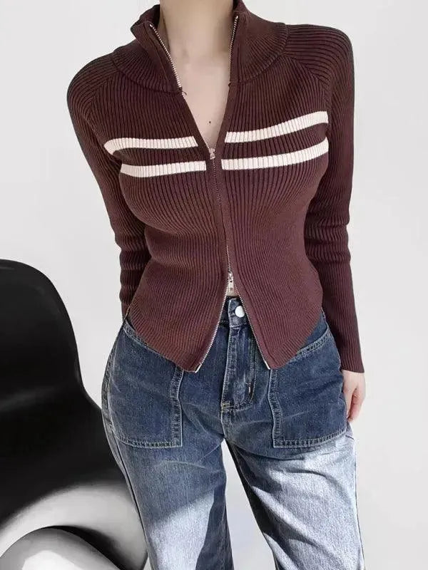 Stilla | Stribet Strikjakke Pullover