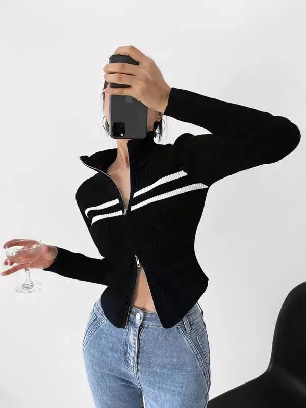 Stilla | Stribet Strikjakke Pullover