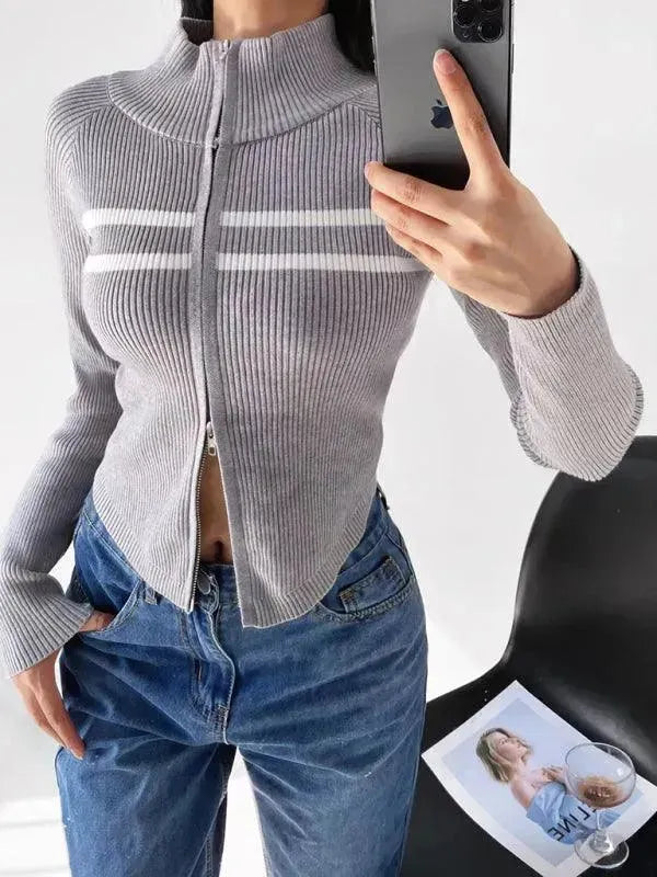 Stilla | Stribet Strikjakke Pullover
