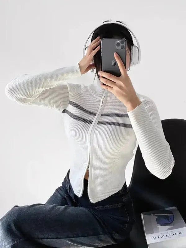 Stilla | Stribet Strikjakke Pullover