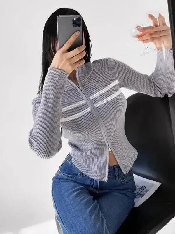 Stilla | Stribet Strikjakke Pullover