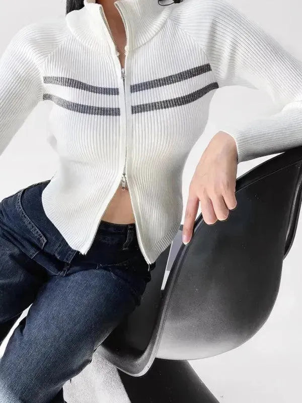 Stilla | Stribet Strikjakke Pullover