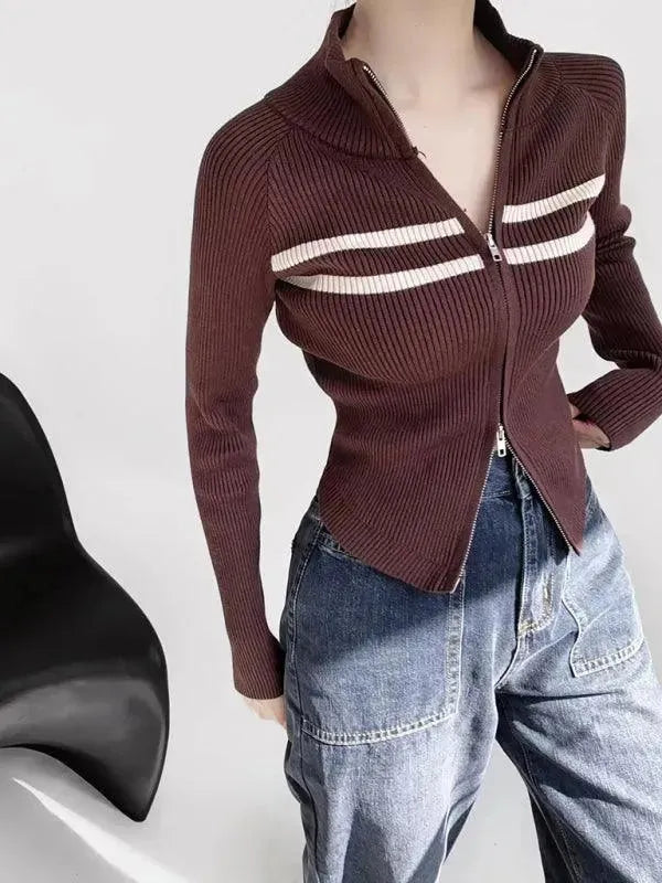 Stilla | Stribet Strikjakke Pullover